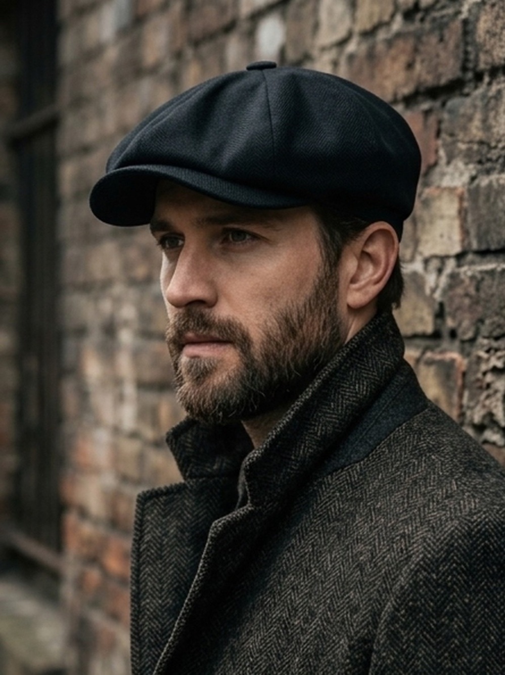 Botvelo Men's Linen 8-Panel Newsboy Cap in Black